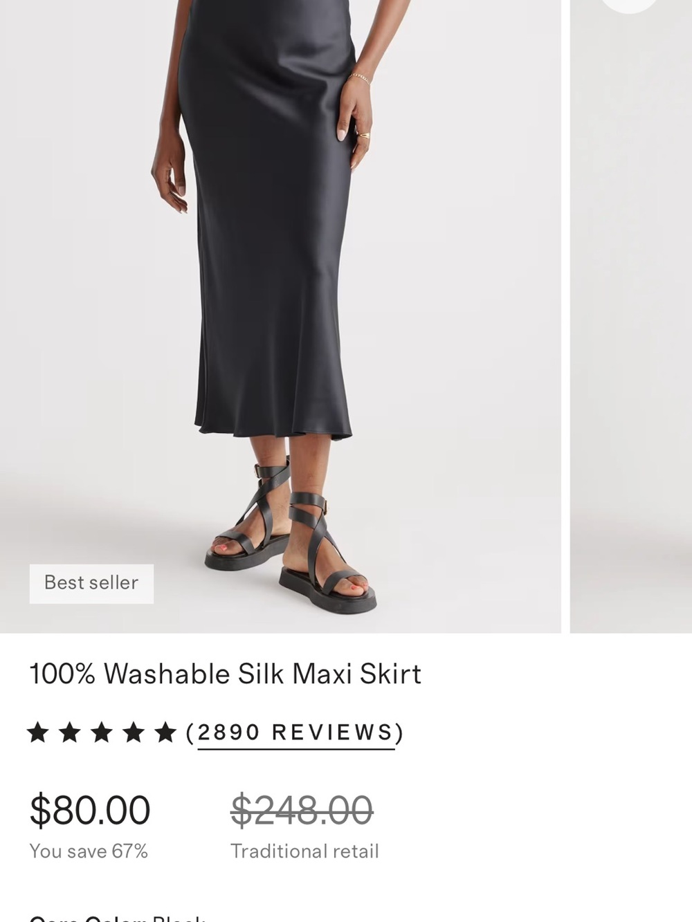 Quince Washable Silk Bias Maxi Skirt - Black